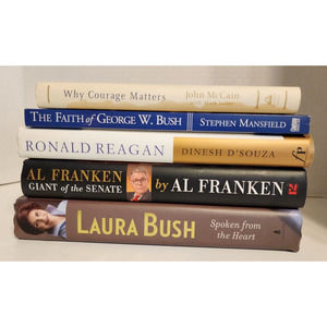 Political Biographies Book Lot of 5 Books: L & GW Bush Reagan Franken McCain